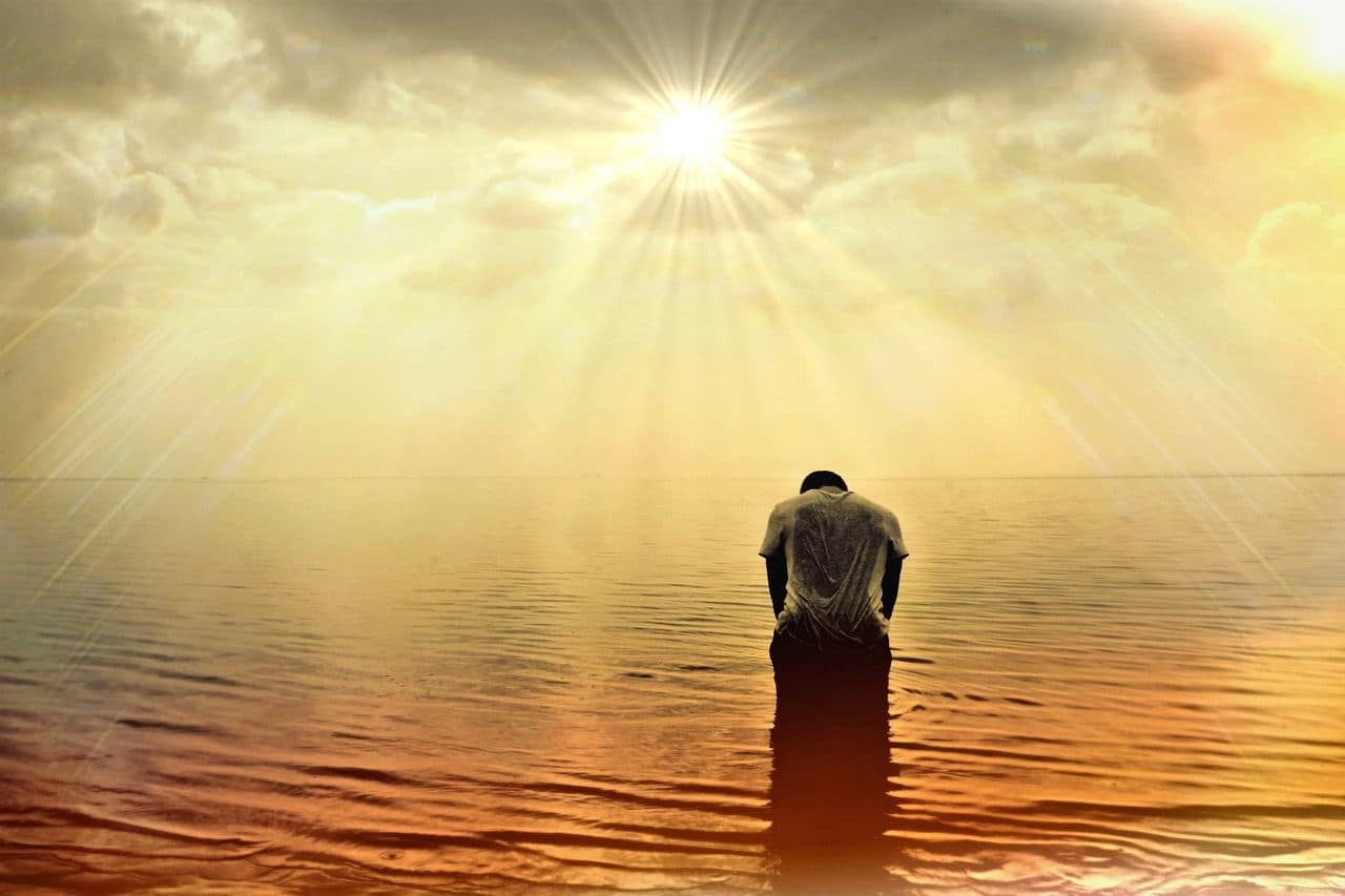 man, human, person, sea, ocean, sun, sunlight, sunbeams, reflection, waves, nature, shadows, shadow play, absorbed, pray, to bathe, silence, quiet, relaxation, meditation, meditate, play of colors, silhouette, back view, pray, pray, pray, silence, meditation, meditation, meditation, meditation, meditation